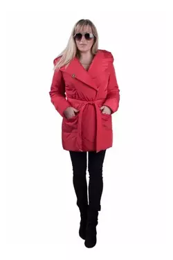 Женская осенне-весенняя куртка с поясом на синтепоне KARMEN (цвет красный)